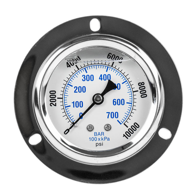 เกจวัดแรงดันน้ำมันเติมของเหลวอุตสาหกรรม 50 มม. สองสเกล 0 - 70 Psi