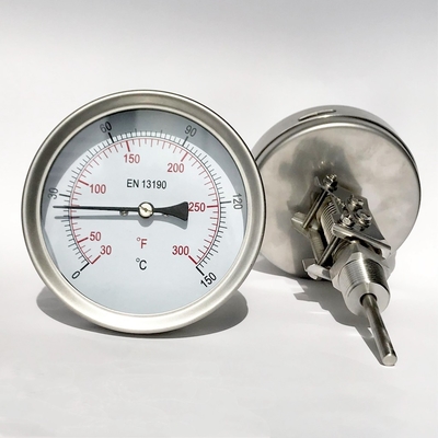 เทอร์โมมิเตอร์ Bimetal Dial Dial แบบปรับได้ 100 มม. สแตนเลสทั้งหมด