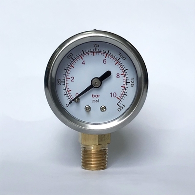 1.5 นิ้ว 300 psi เติมน้ำมัน Manometer 1/8 PT ด้านล่าง Mount Liquid Filled Pressure Gauge