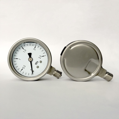 SS 316 2.5 MPa Glycol Filled Pressure Gauge 16 Bar NPT Radial Connection
