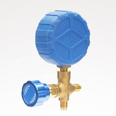 70 มม. 35 บาร์เครื่องวัดความดันเครื่องทำความเย็น Blue Cover Manifold Pressure Gauge