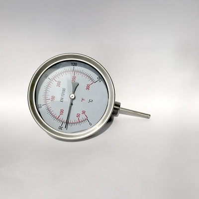 เทอร์โมมิเตอร์ Bimetal Dial Dial แบบปรับได้ 100 มม. สแตนเลสทั้งหมด